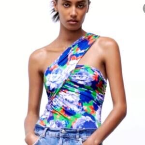 Zara Bodysuit Floral cross stripe